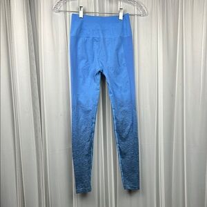 Alphalete Blue Gradient High-Waisted Leggings Ruching Detail Elastane Women’s S